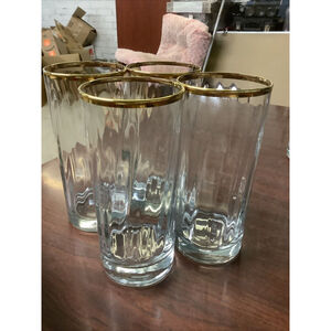 Royale Hand Decorated 24 Karat Gold Glasses FOUR TUMBLERS